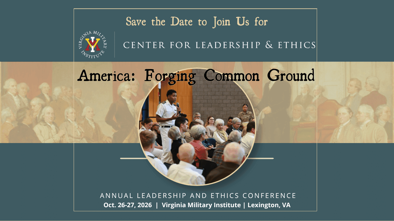 Graphic image featuring a collage of the Constitutional Congress and a VMI Braver Campus Debate